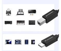 Wozinsky WKDDY2S USB-B - USB-C kabelis 2 m - juodas