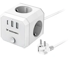 Wozinsky WKZ-3B Power Cube 3x AC 2x USB-A 1x USB-C 4000 W with 1.8 m Cable - Baltas