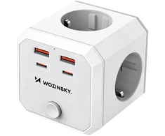 Wozinsky WKZ-4B Power Cube 4x AC 2x USB-A 2x USB-C PD 20 W 4000 W - Baltas