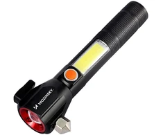Wozinsky WLR-31 5W 500lm CREE 3-in-1 Multifunction Flashlight with Glass Breaker and Seat Belt Cutter - Juodas