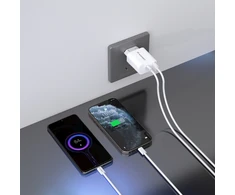 Wozinsky WLS-20W 20W USB-A USB-C Wall Charger with 1m USB-C - USB-C Cable - Baltas
