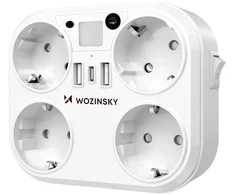 Wozinsky WRS-2B 4x AC 2x USB-A 2x USB-C 4000 W Network Splitter with Lamp - Baltas