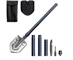 Wozinsky WSS-211 survival bushcraft shovel multifunctional knife breaker flint whistle harpoon 21 in 1 - pilka