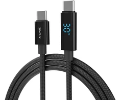 X-ONE BoltLink LED Ekranas data cable - type C to C - max 100W 1,5 m juodas