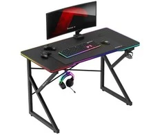 Žaidimų stalas „Huzaro Hero 1.7 RGB“, juodas