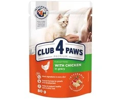 Club 4 Paws Kitten konservai kačiukams su vištiena padaže, 80 g