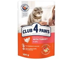 Club 4 Paws konservai katėms su kalakutiena drebučiuose, 100 g