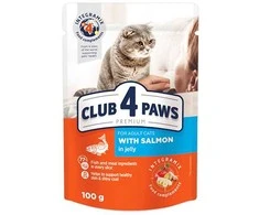 Club 4 Paws konservai katėms su lašiša drebučiuose, 100 g
