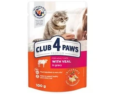 Club 4 Paws konservai katėms su veršiena padaže, 100 g