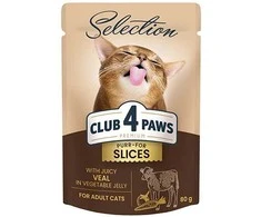 Club 4 Paws Selection konservai katėms su veršiena daržovių drebučiuose, 80 g