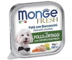 Monge Fresh paštetas šunims su vištienos gabalėliais ir daržovėmis100g