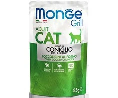 Monge GRILL Adult konservuotas pašaras katėms su triušiena 85g