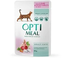 Optimeal konservai katėms su ėriena ir daržovėmis drebučiuose,85 g