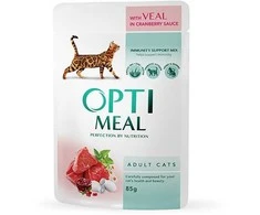 Optimeal konservai katėms su veršiena spanguolių padaže, 85 g