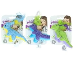 Pawise Dinosaur pliušinis žaislas katėms su katžole, 1 vnt