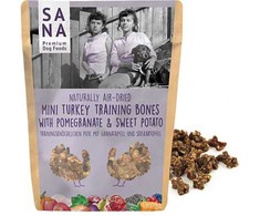 Sanadog Mini Bones kalakutienos skanėstai su granatais ir batatais, 100 g