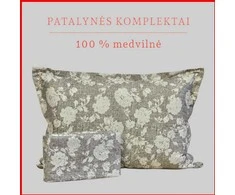 100 proc. medvilnės patalynės komplektas - Antklodės užvalkalas 160x200 cm. + pagalvės užvalkalas 50x70 cm. (1 vnt.)