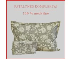 100 proc. medvilnės patalynės komplektas - Antklodės užvalkalas 220x200 cm. + pagalvės užvalkalai 50x70 cm. (2 vnt.)