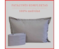100 proc. medvilnės patalynės komplektas - Antklodės užvalkalas 160x200 cm. + pagalvės užvalkalas 50x70 cm. (1 vnt.)