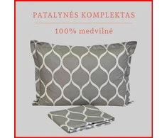 100 proc. medvilnės patalynės komplektas - Antklodės užvalkalas 160x200 cm. + pagalvės užvalkalas 50x70 cm. (1 vnt.)