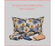 5D patalynės komplektas - Antklodės užvalkalas 200x200 cm. + pagalvės užvalkalai 50x70 cm. (2 vnt.)