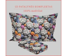5D patalynės komplektas - Antklodės užvalkalas 140x200 cm. + pagalvės užvalkalas 50x70 cm. (1 vnt.)