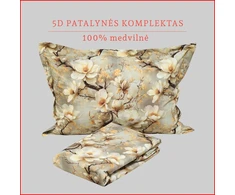 5D patalynės komplektas - Antklodės užvalkalas 220x200 cm. + pagalvės užvalkalai 50x70 cm. (2 vnt.)