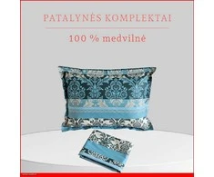100 proc. medvilnės patalynės komplektas - Antklodės užvalkalas 200x200 cm. + pagalvės užvalkalai 50x70 cm. (2 vnt.)