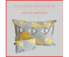 100 proc. medvilnės patalynės komplektas - Antklodės užvalkalas 220x200 cm. + pagalvės užvalkalai 50x70 cm. (2 vnt.)