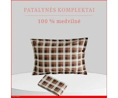 100 proc. medvilnės patalynės komplektas - Antklodės užvalkalas 160x200 cm. + pagalvės užvalkalas 50x70 cm. (1 vnt.)