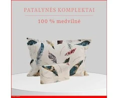 100 proc. medvilnės patalynės komplektas - Antklodės užvalkalas 220x200 cm. + pagalvės užvalkalai 50x70 cm. (2 vnt.)