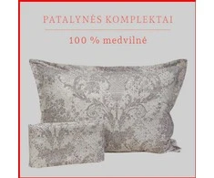 100 proc. medvilnės patalynės komplektas - Antklodės užvalkalas 140x200 cm. + 1 pagalvės užvalkalas 50x70 cm. be užtrauktuko.