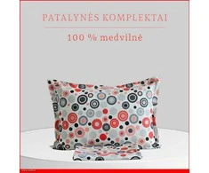 100 proc. medvilnės patalynės komplektas - Antklodės užvalkalas 140x200 cm. + 1 pagalvės užvalkalas 50x70 cm. be užtrauktuko.