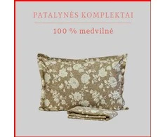 100 proc. medvilnės patalynės komplektas - Antklodės užvalkalas 140x200 cm. + 1 pagalvės užvalkalas 50x70 cm. be užtrauktuko.
