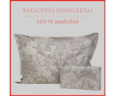 100 proc. medvilnės patalynės komplektas - Antklodės užvalkalas 140x200 cm. + pagalvės užvalkalas 50x70 cm. (1 vnt.)