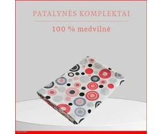 100 proc. medvilnės patalynės komplektas - Antklodės užvalkalas 140x200 cm. + 1 pagalvės užvalkalas 50x70 cm. be užtrauktuko.