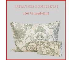 100 proc. medvilnės patalynės komplektas - Antklodės užvalkalas 200x200 cm. + pagalvės užvalkalai 50x70 cm. (2 vnt.)