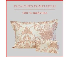 100 proc. medvilnės patalynės komplektas - Antklodės užvalkalas 140x200 cm. + 1 pagalvės užvalkalas 50x70 cm. be užtrauktuko.