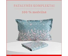 100 proc. medvilnės patalynės komplektas - Antklodės užvalkalas 140x200 cm. + 1 pagalvės užvalkalas 50x70 cm. be užtrauktuko.