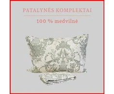 100 proc. medvilnės patalynės komplektas - Antklodės užvalkalas 140x200 cm. + 1 pagalvės užvalkalas 50x70 cm. be užtrauktuko.