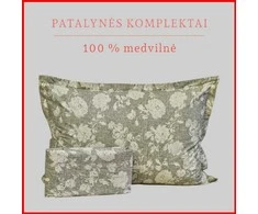 100 proc. medvilnės patalynės komplektas - Antklodės užvalkalas 200x200 cm. + pagalvės užvalkalai 50x70 cm. (2 vnt.)