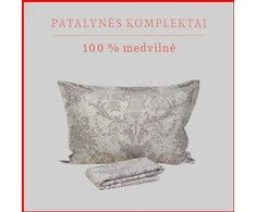 100 proc. medvilnės patalynės komplektas - Antklodės užvalkalas 140x200 cm. + 1 pagalvės užvalkalas 50x70 cm. be užtrauktuko.