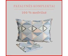 100 proc. medvilnės patalynės komplektas - Antklodės užvalkalas 140x200 cm. + pagalvės užvalkalas 50x70 cm. (1 vnt.)