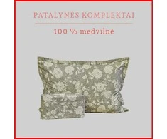 100 proc. medvilnės patalynės komplektas - Antklodės užvalkalas 200x200 cm. + pagalvės užvalkalai 50x70 cm. (2 vnt.)