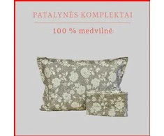 100 proc. medvilnės patalynės komplektas - Antklodės užvalkalas 220x200 cm. + pagalvės užvalkalai 50x70 cm. (2 vnt.)