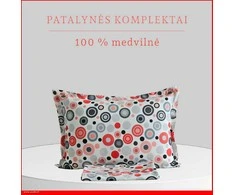 100 proc. medvilnės patalynės komplektas - Antklodės užvalkalas 160x200 cm. + pagalvės užvalkalas 50x70 cm. (1 vnt.)