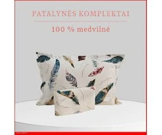 100 proc. medvilnės patalynės komplektas - Antklodės užvalkalas 160x200 cm. + pagalvės užvalkalas 50x70 cm. (1 vnt.)