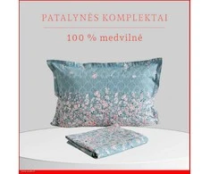 100 proc. medvilnės patalynės komplektas - Antklodės užvalkalas 200x200 cm. + pagalvės užvalkalai 50x70 cm. (2 vnt.)