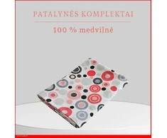 100 proc. medvilnės patalynės komplektas - Antklodės užvalkalas 140x200 cm. + pagalvės užvalkalas 50x70 cm. (1 vnt.)