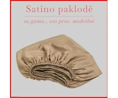 Satino paklodė su guma 100/140/160/180/200x200+20cm. - 100x200+20cm.